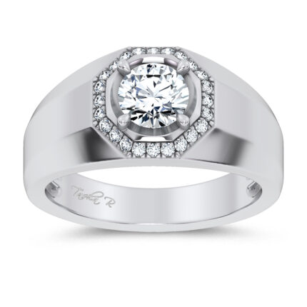 14K 1.12CT CERTIFIED LAB GROWN MENS RING SILVER