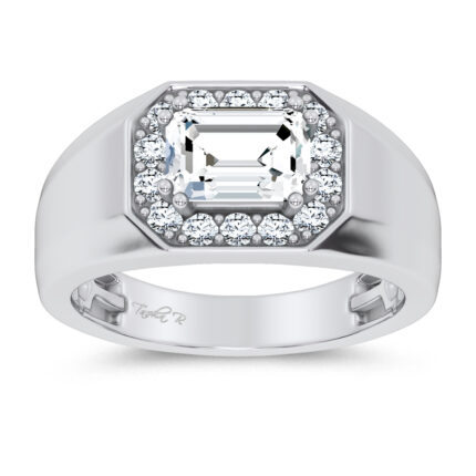 14K 1.98CT CERTIFIED LAB GROWN MENS RING SILVER