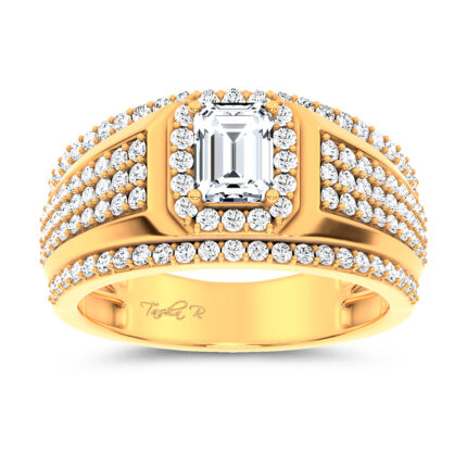 14K 2.00CT CERTIFIED LAB GROWN MENS RING GOLDEN