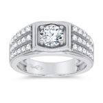 14K 2.00CT CERTIFIED LAB GROWN MENS RING SILVER