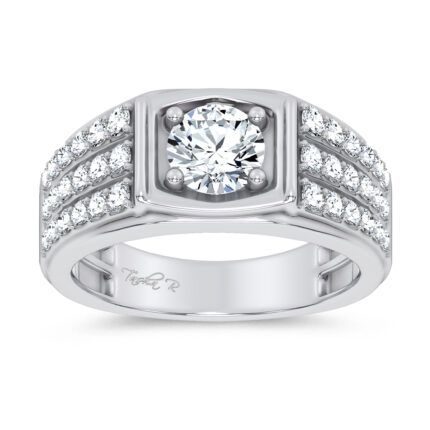 14K 2.00CT CERTIFIED LAB GROWN MENS RING SILVER