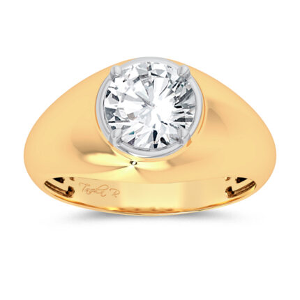 14K 2.00CT CERTIFIED LAB GROWN MENS RING YELLOW GOLD