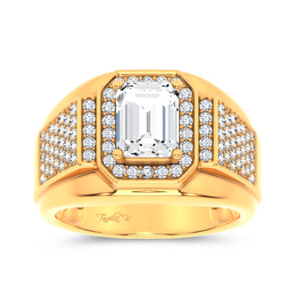 14K 2.98CT CERTIFIED LAB GROWN MENS RING