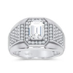 14K 2.98CT CERTIFIED LAB GROWN MENS RING SILVER