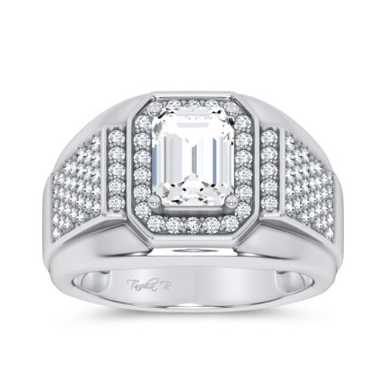 14K 2.98CT CERTIFIED LAB GROWN MENS RING SILVER