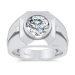 14K 3.00CT LAB DIAMOND MENS RING SILVER