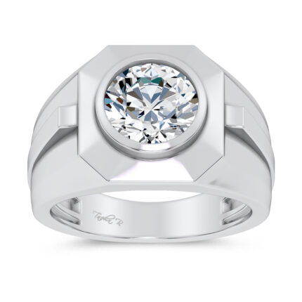 14K 3.00CT LAB DIAMOND MENS RING SILVER