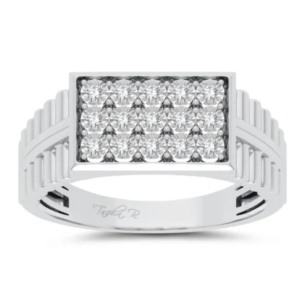 10K 0.15CT DIAMOND MENS RING WHITE GOLD